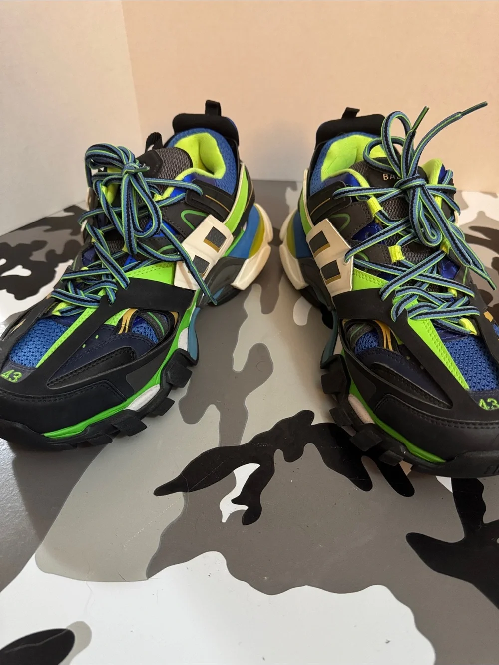 Balenciaga Multicolor Blue Neon Green Black Track Sneakers